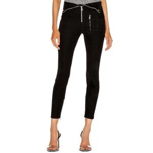 RtA Diavolina Black Velvet Skinny Jeans with Zip Detail